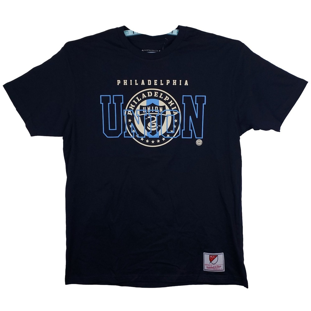 Philadelphia Union Mitchell‎ & Ness MLS Large Shirt Team Crest Logo Navy NWT